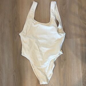 Ribbed Cream Women’s One-Piece Swimsuit